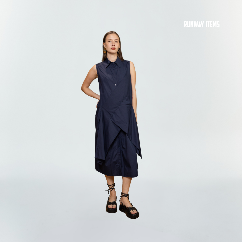 Wrap Front Collared Shirt Dress