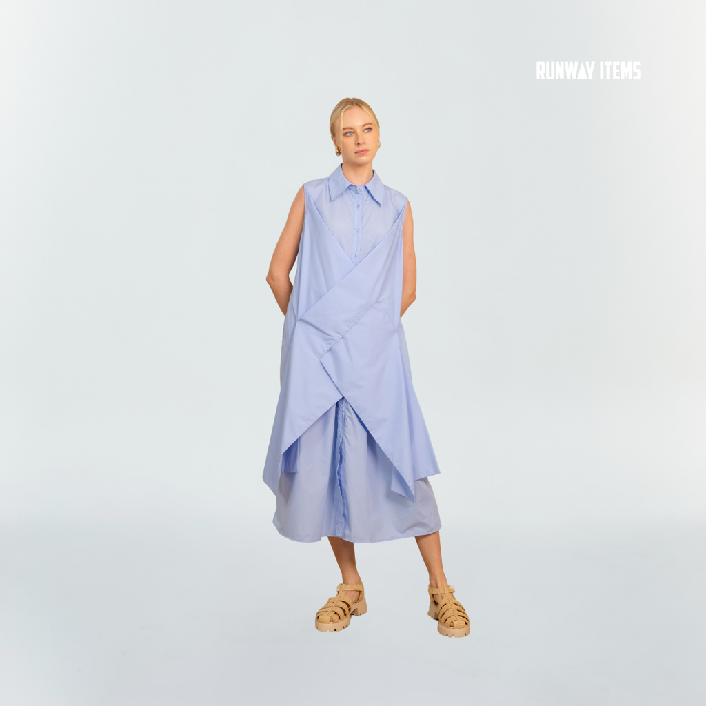 Wrap Front Collared Shirt Dress