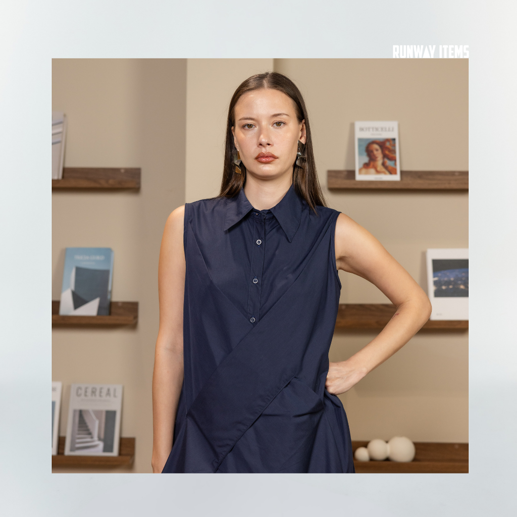 Wrap Front Collared Shirt Dress