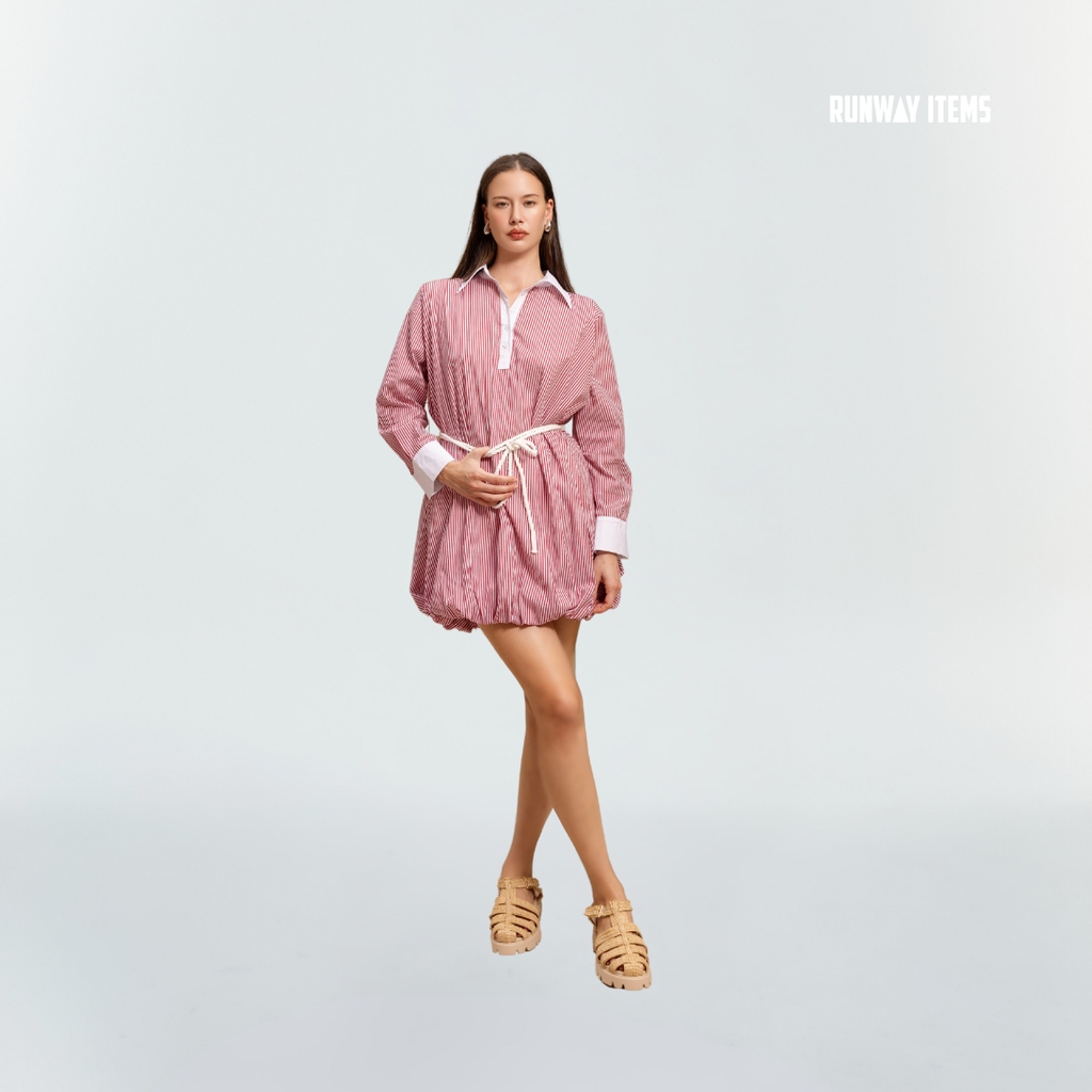 Balloon Hem Shirt Dress