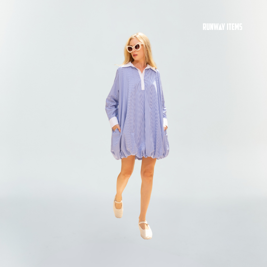 Balloon Hem Shirt Dress