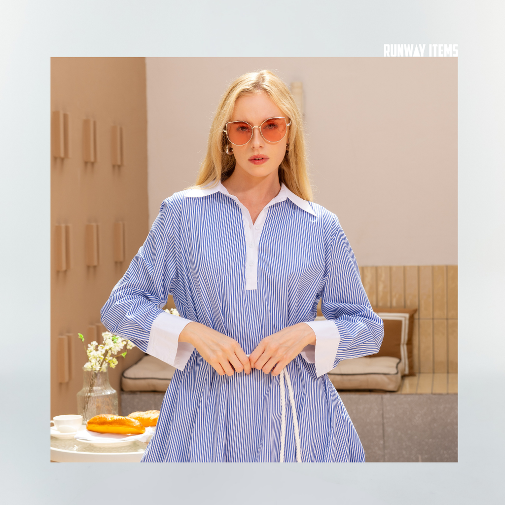 Balloon Hem Shirt Dress