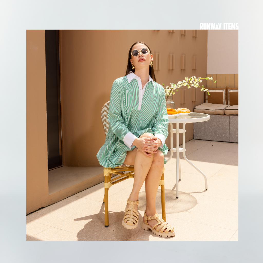 Balloon Hem Shirt Dress