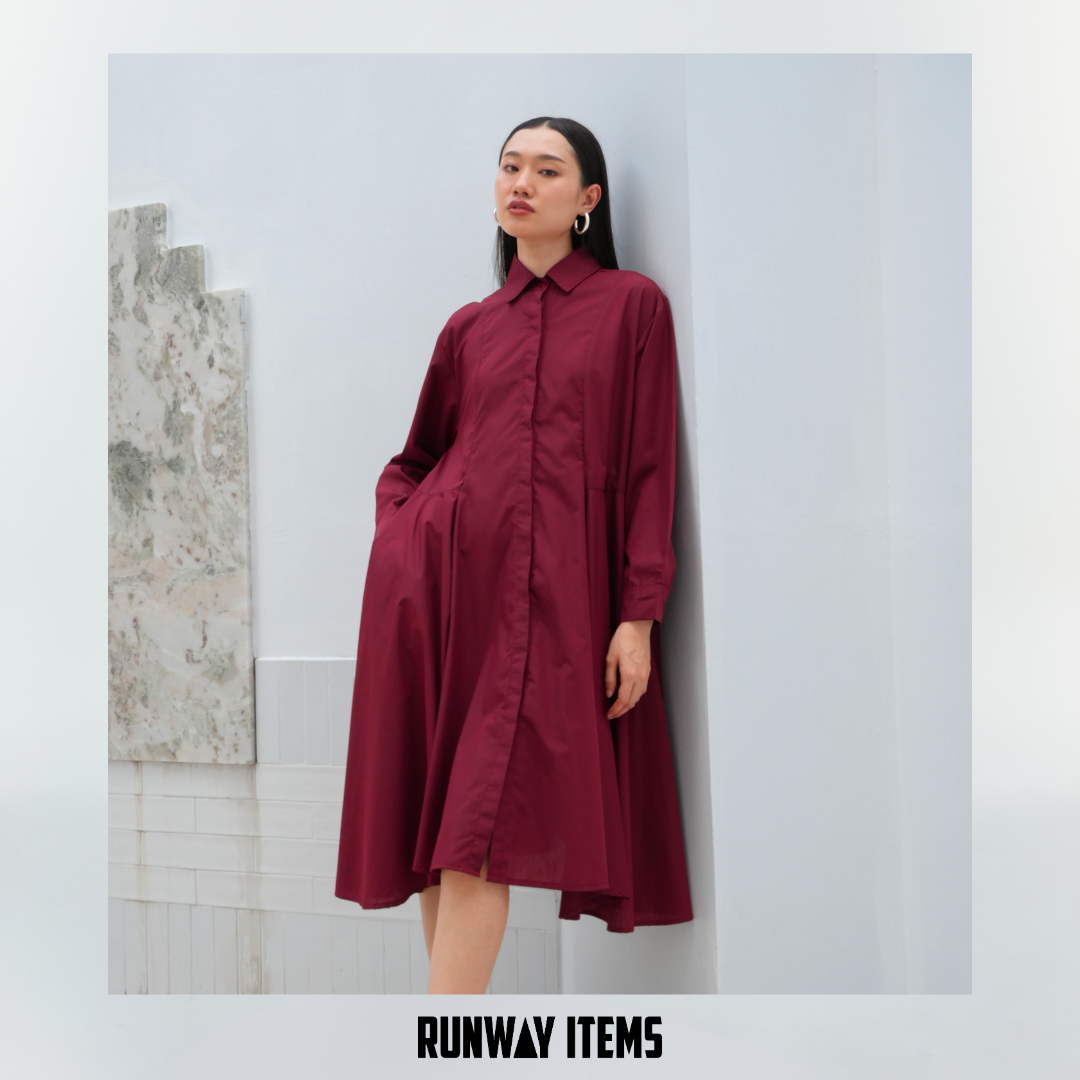 Double-Sided Layered Hem Shirt Dress