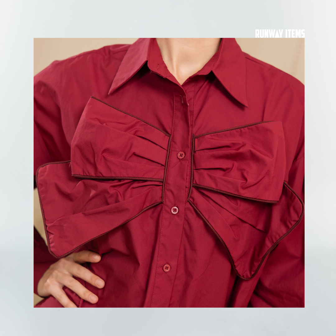 Shirt Dress with Chest Bow Detail