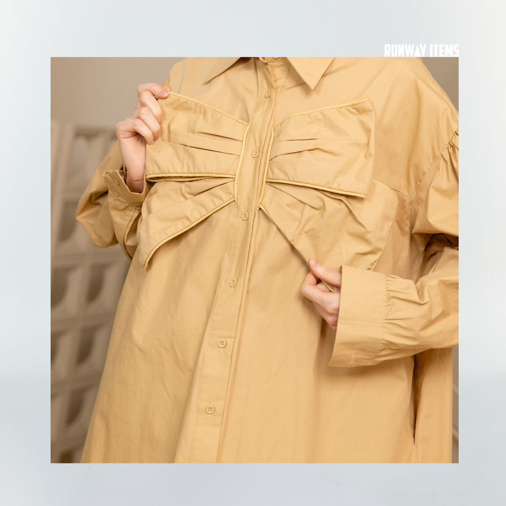 Shirt Dress with Chest Bow Detail
