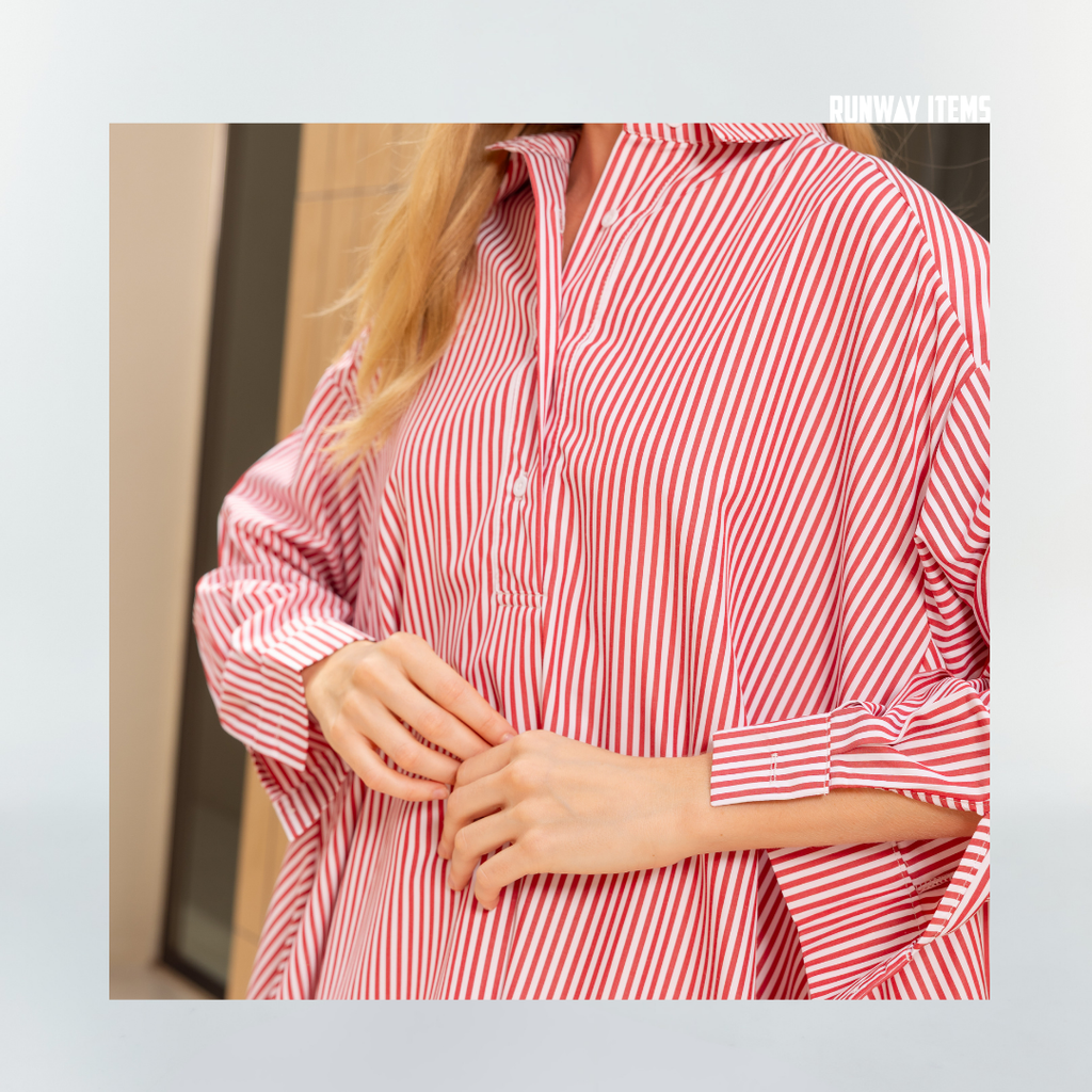 Striped High-Low Shirt Dress