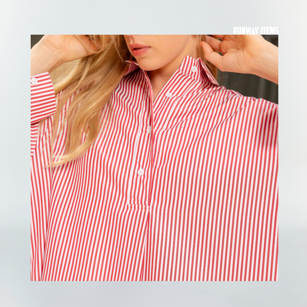 Striped High-Low Shirt Dress