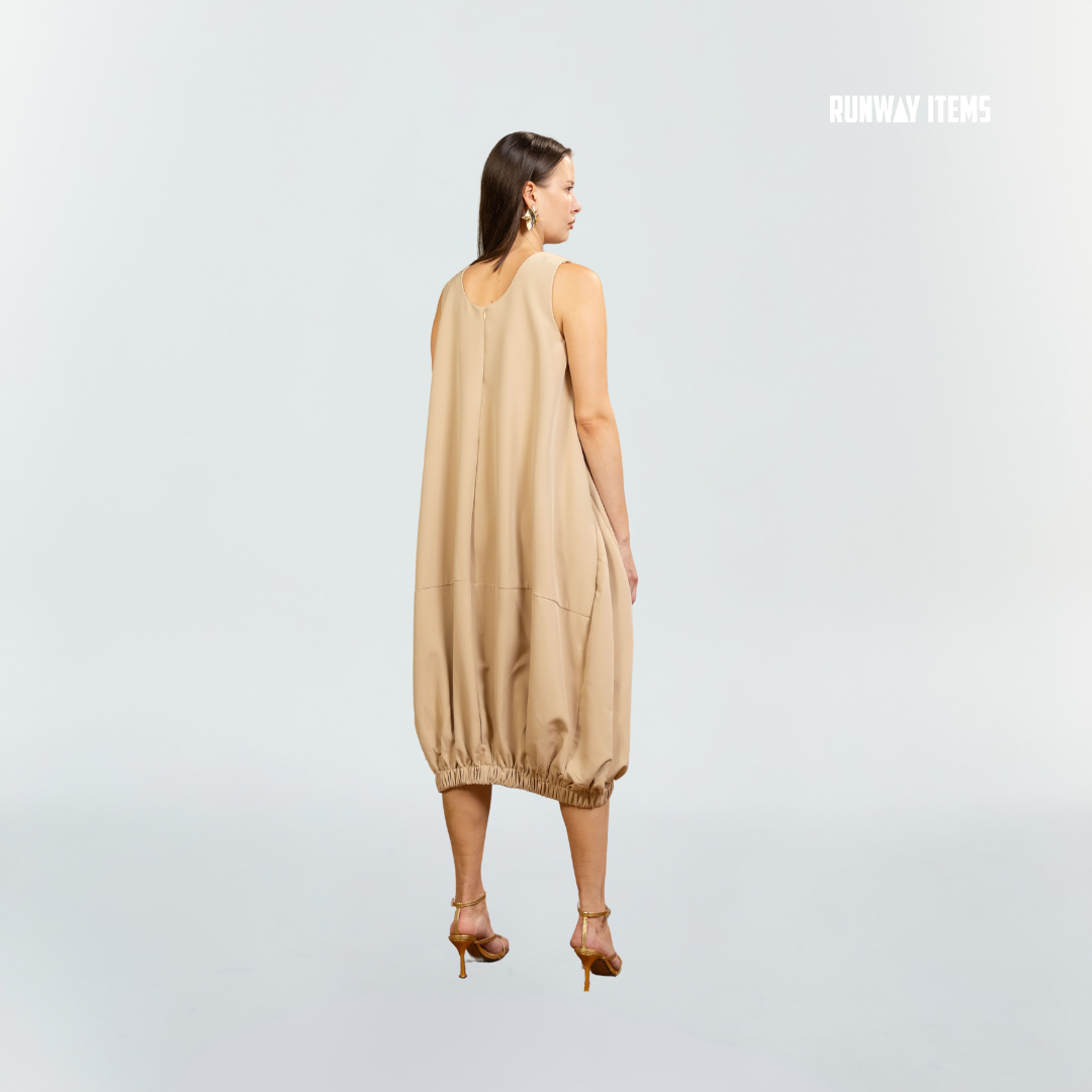 Cotton Elastic Balloon Hem Dress