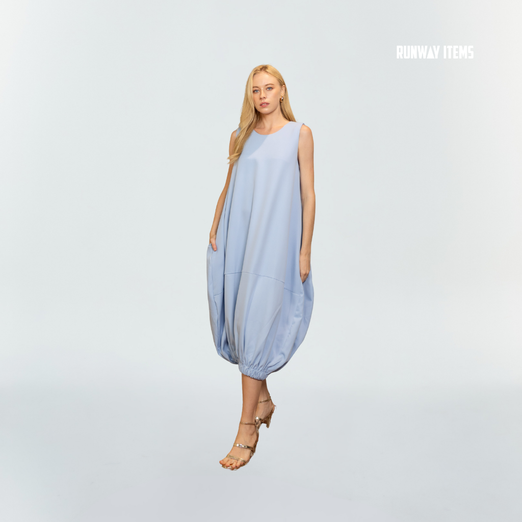 Cotton Elastic Balloon Hem Dress
