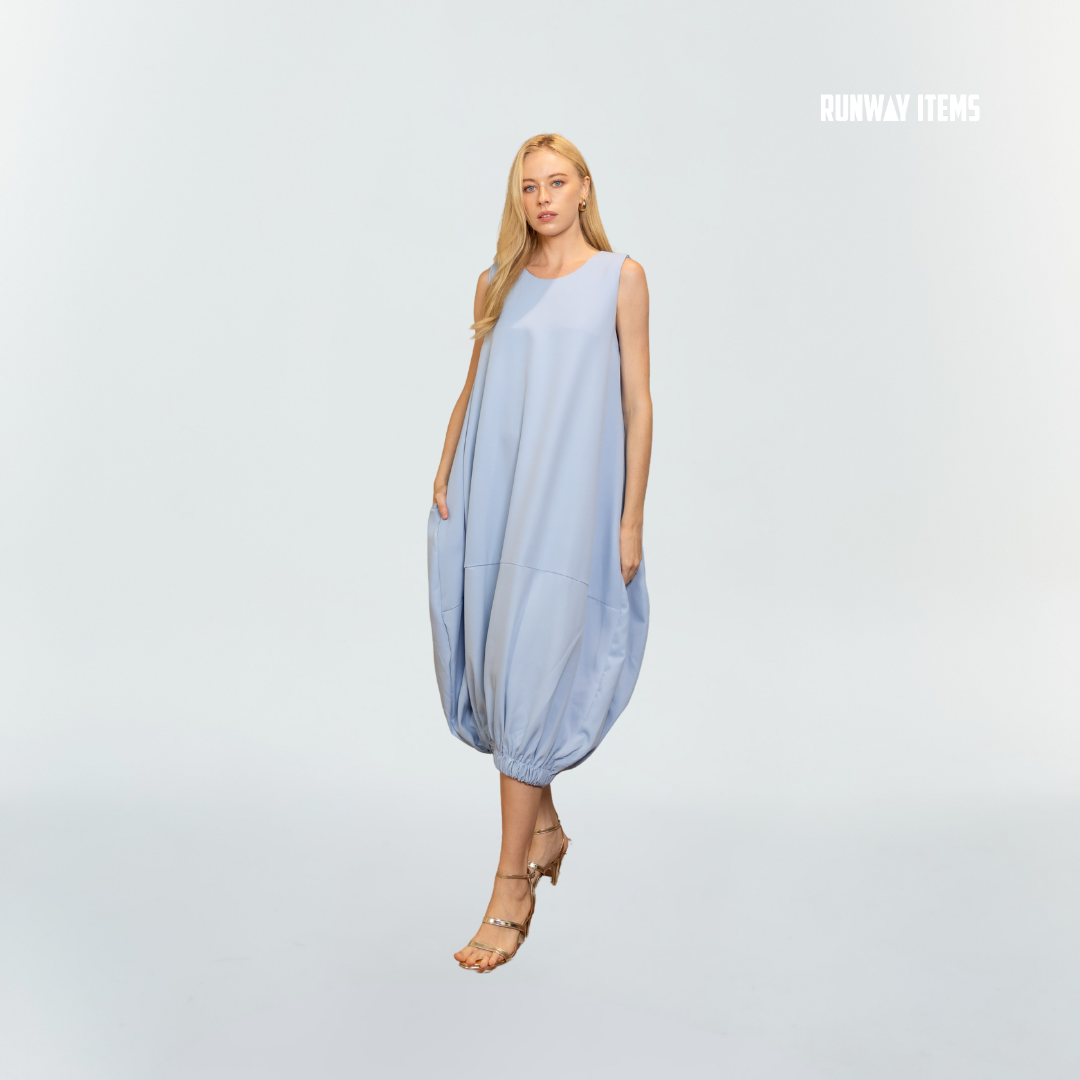 Cotton Elastic Balloon Hem Dress