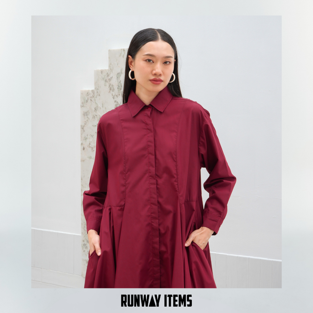 Double-Sided Layered Hem Shirt Dress