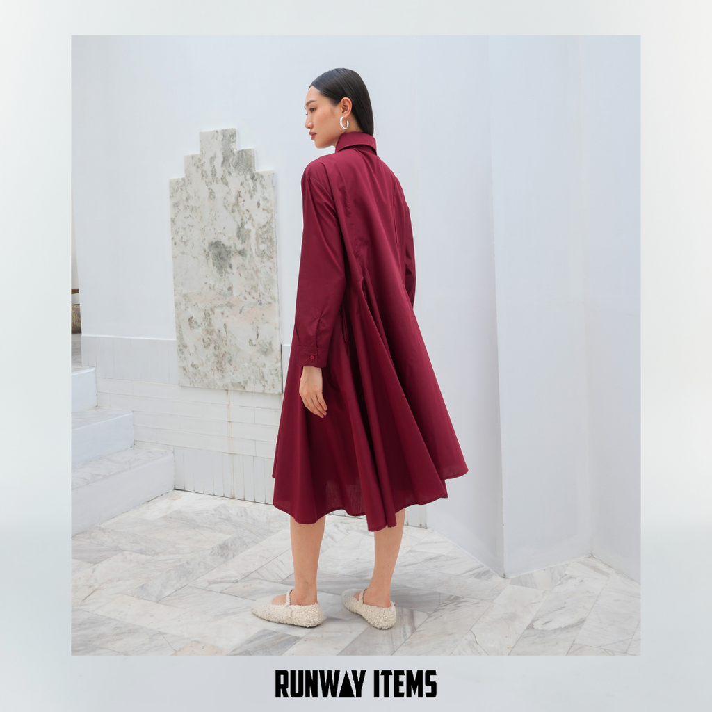 Double-Sided Layered Hem Shirt Dress