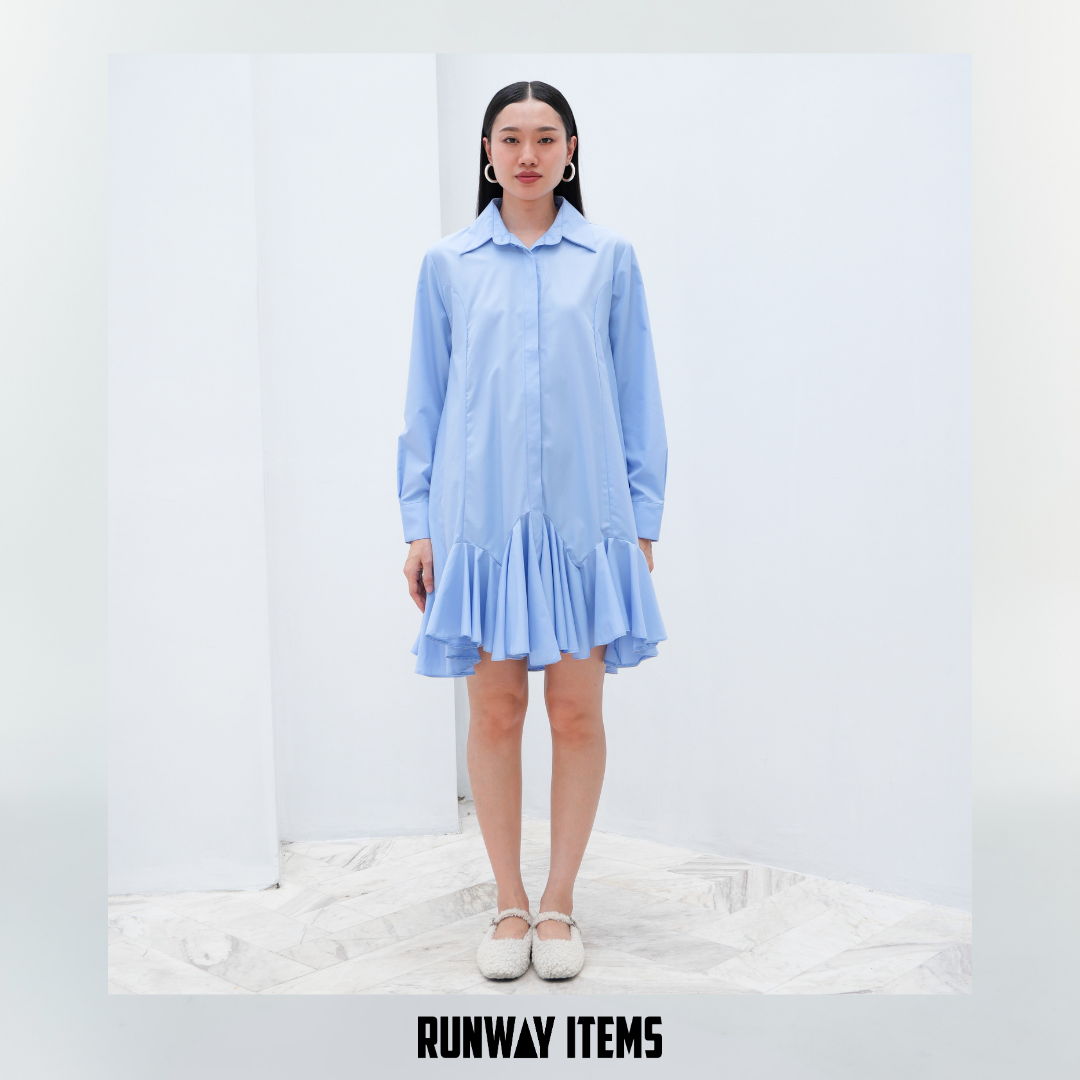 Pleated Hem Shirt Dress