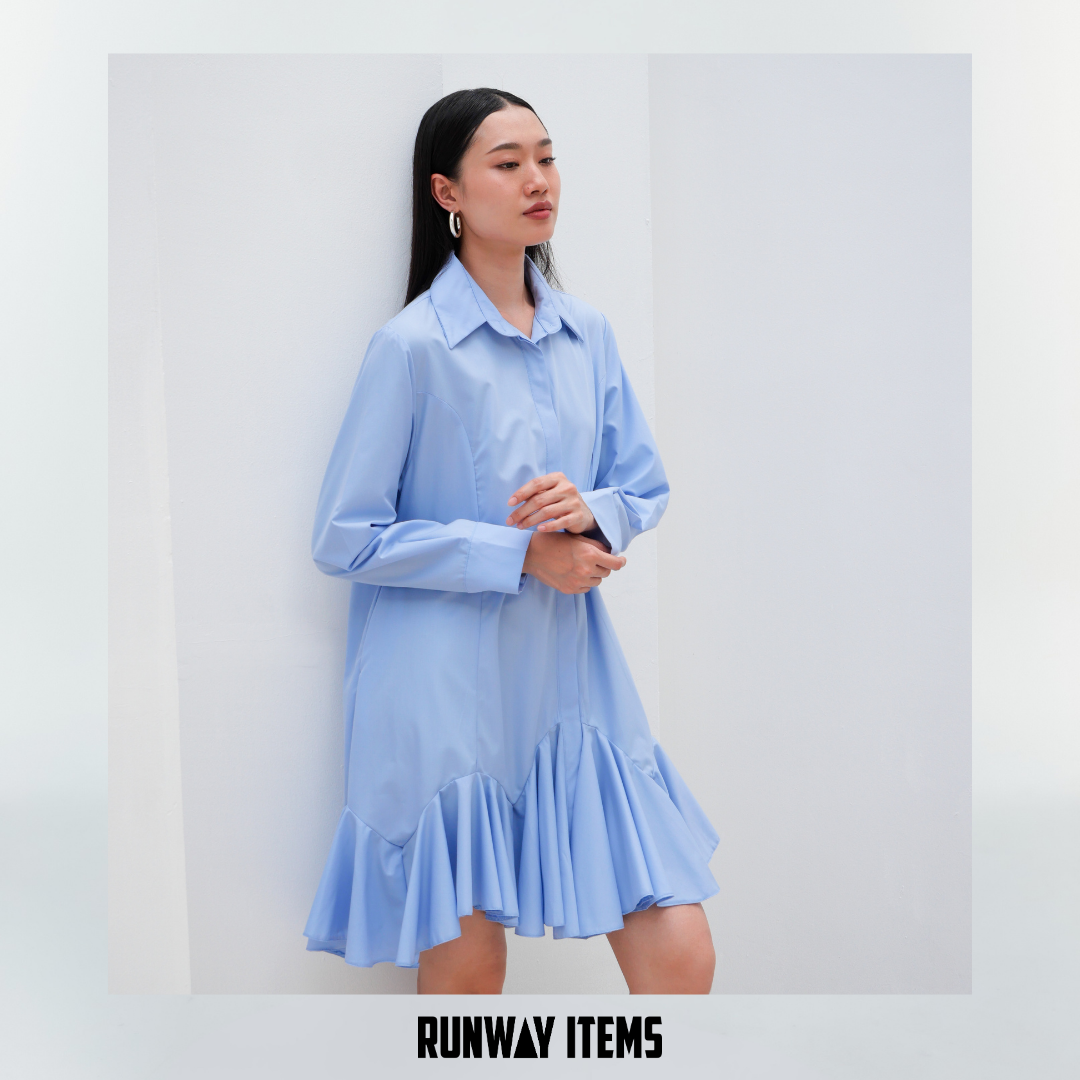 Pleated Hem Shirt Dress
