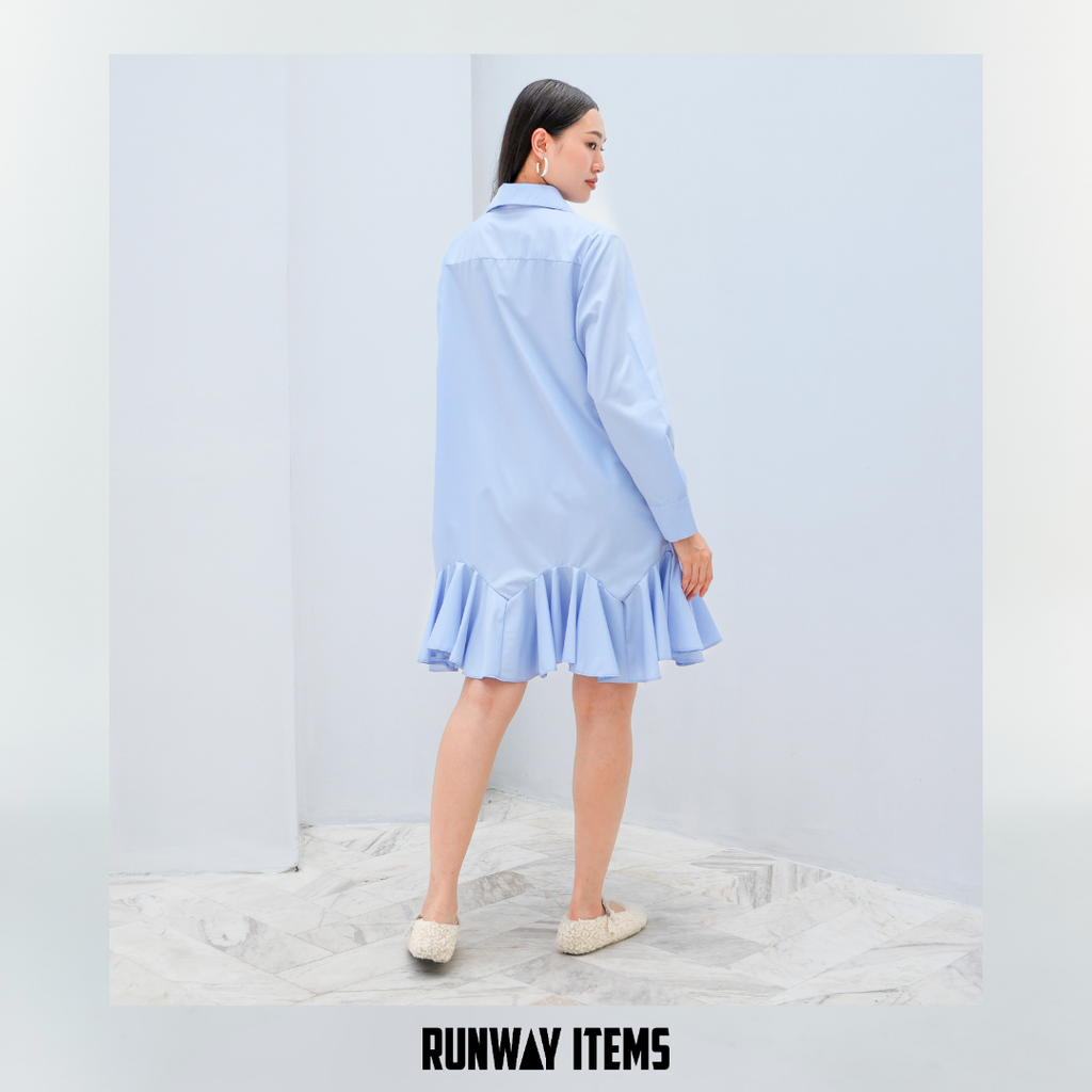 Pleated Hem Shirt Dress