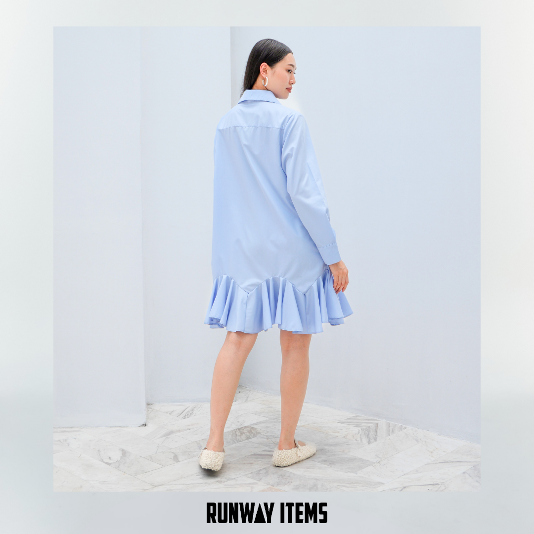 Pleated Hem Shirt Dress
