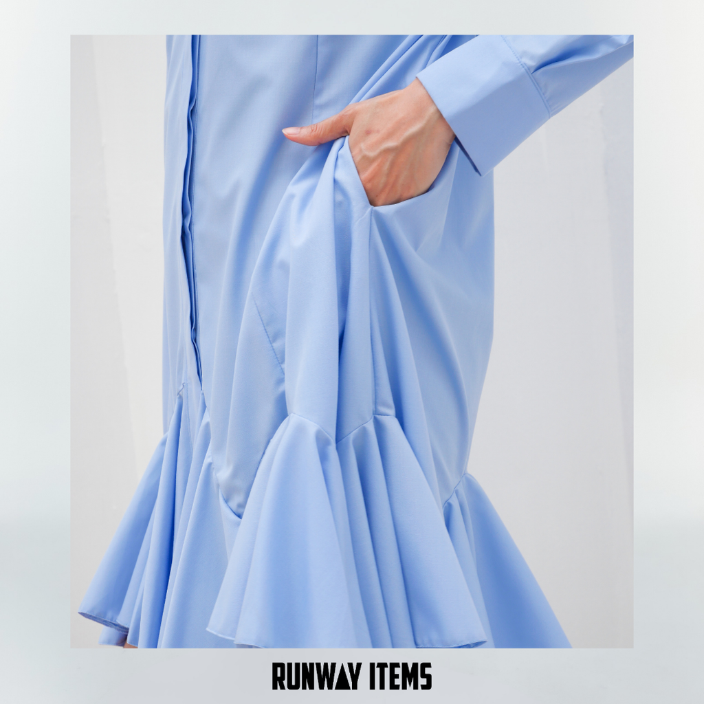 Pleated Hem Shirt Dress