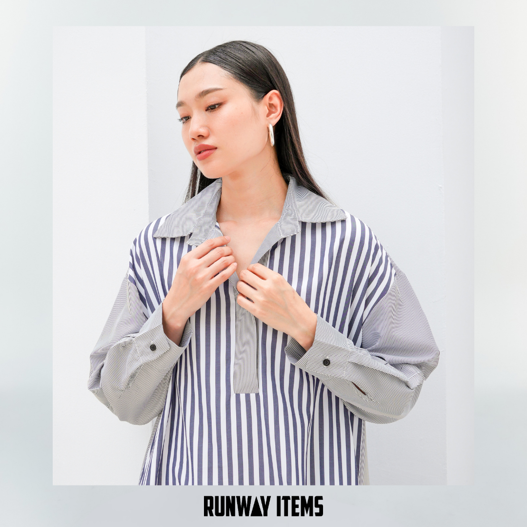 Colorblock Striped A-Line Shirt Dress