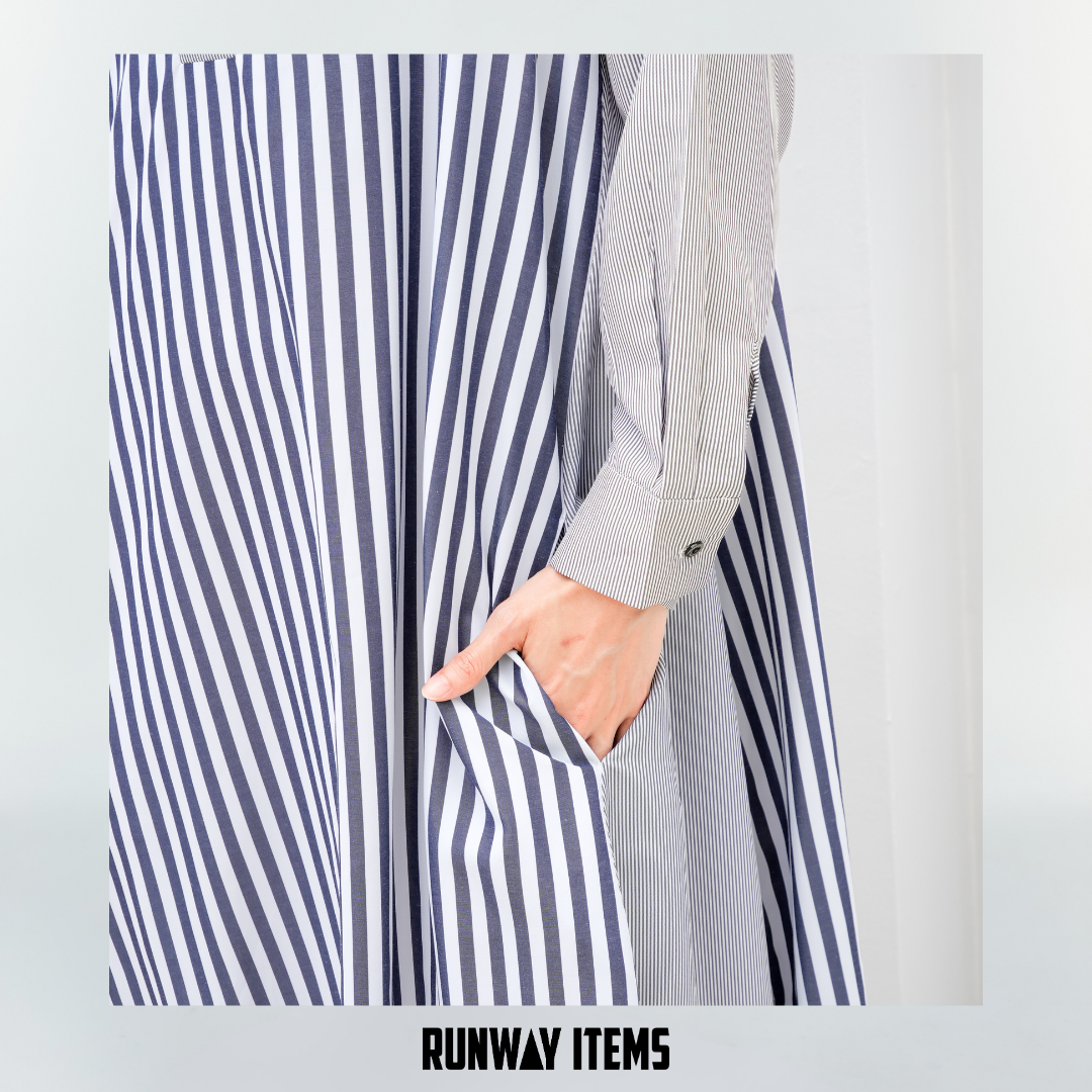 Colorblock Striped A-Line Shirt Dress