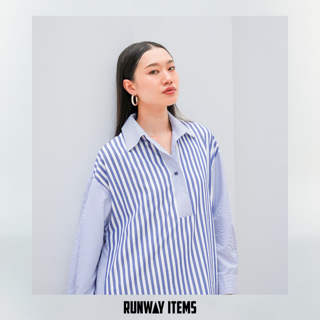 Colorblock Striped A-Line Shirt Dress