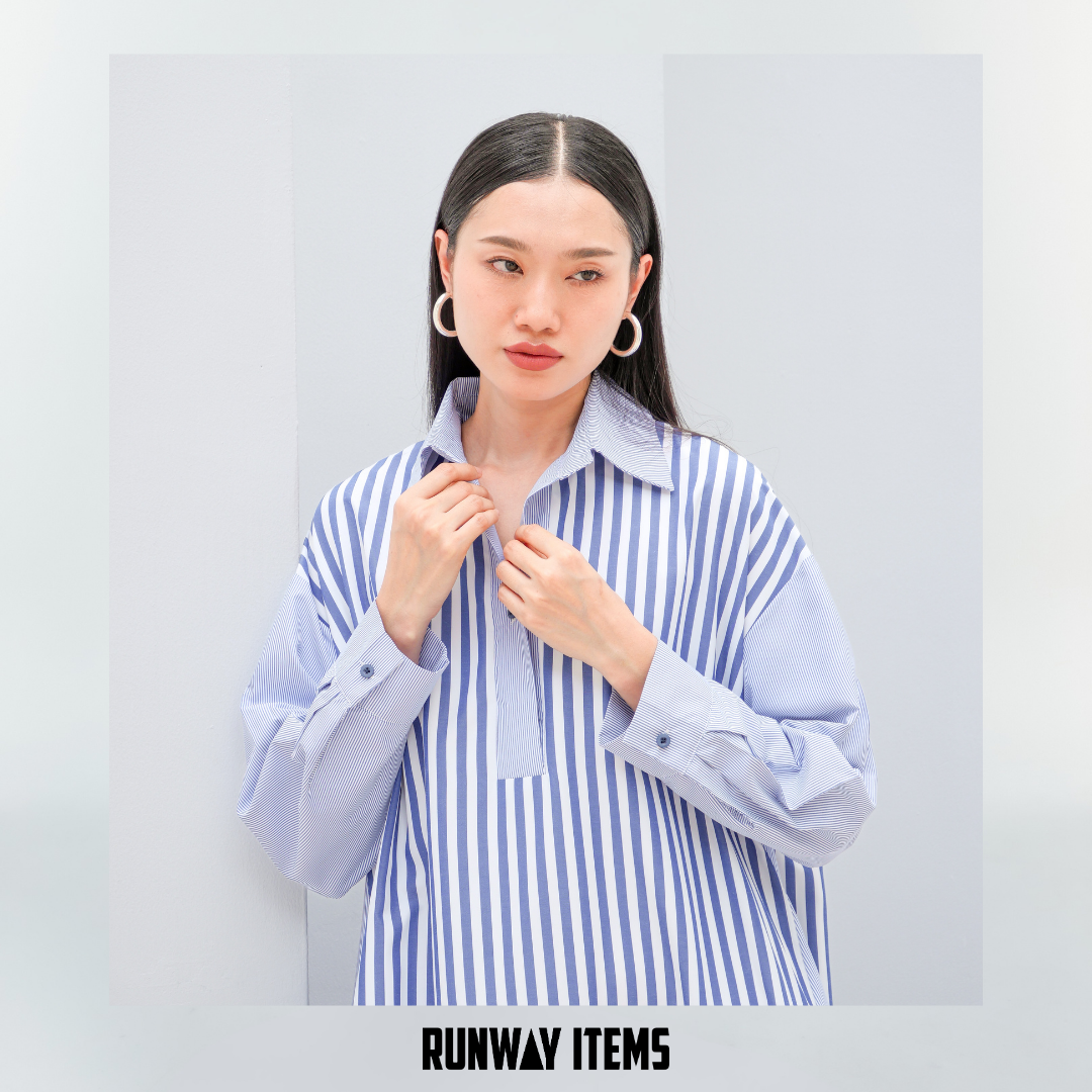 Colorblock Striped A-Line Shirt Dress