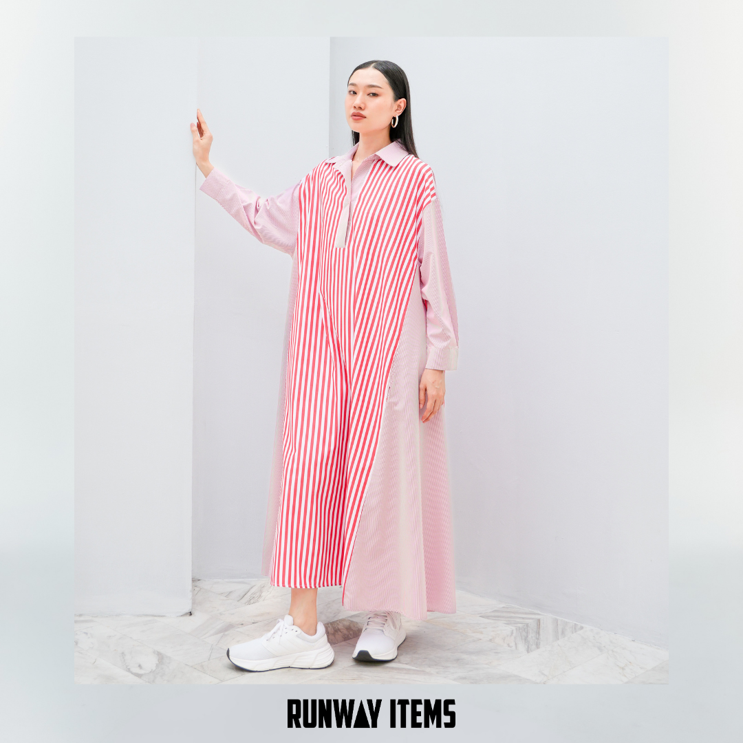 Colorblock Striped A-Line Shirt Dress