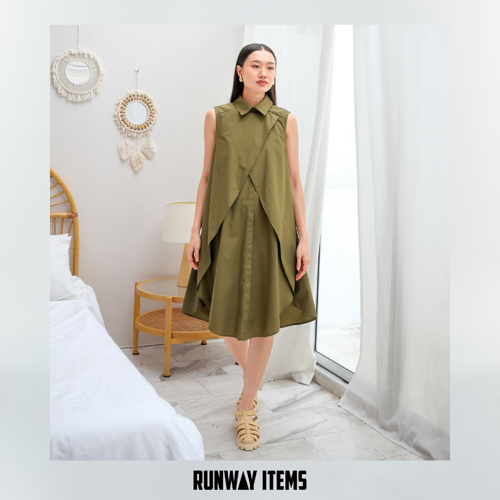 Wrap Front Collared Shirt Dress