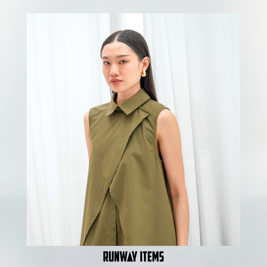 Wrap Front Collared Shirt Dress