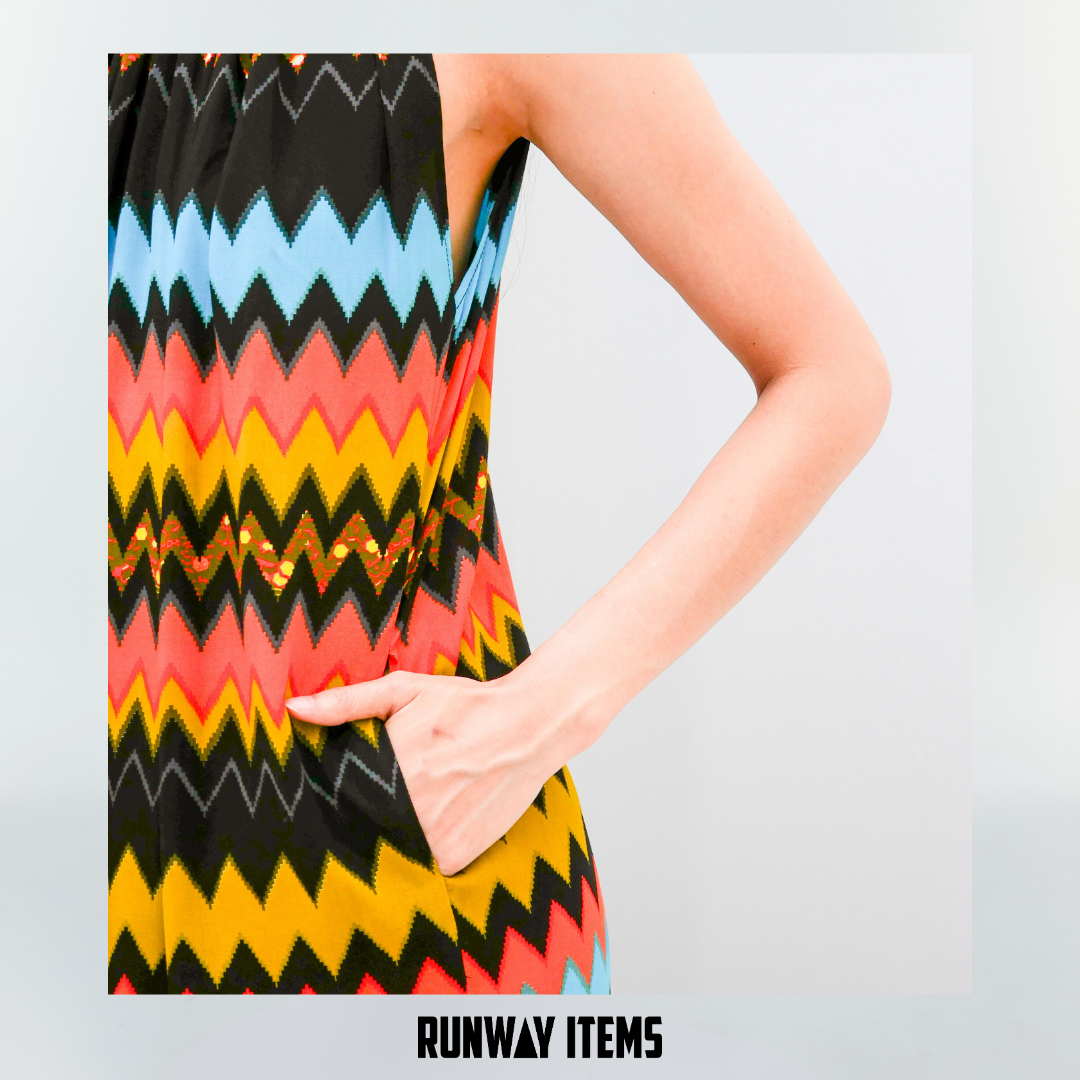 Sleeveless Striped Halter Neck Dress