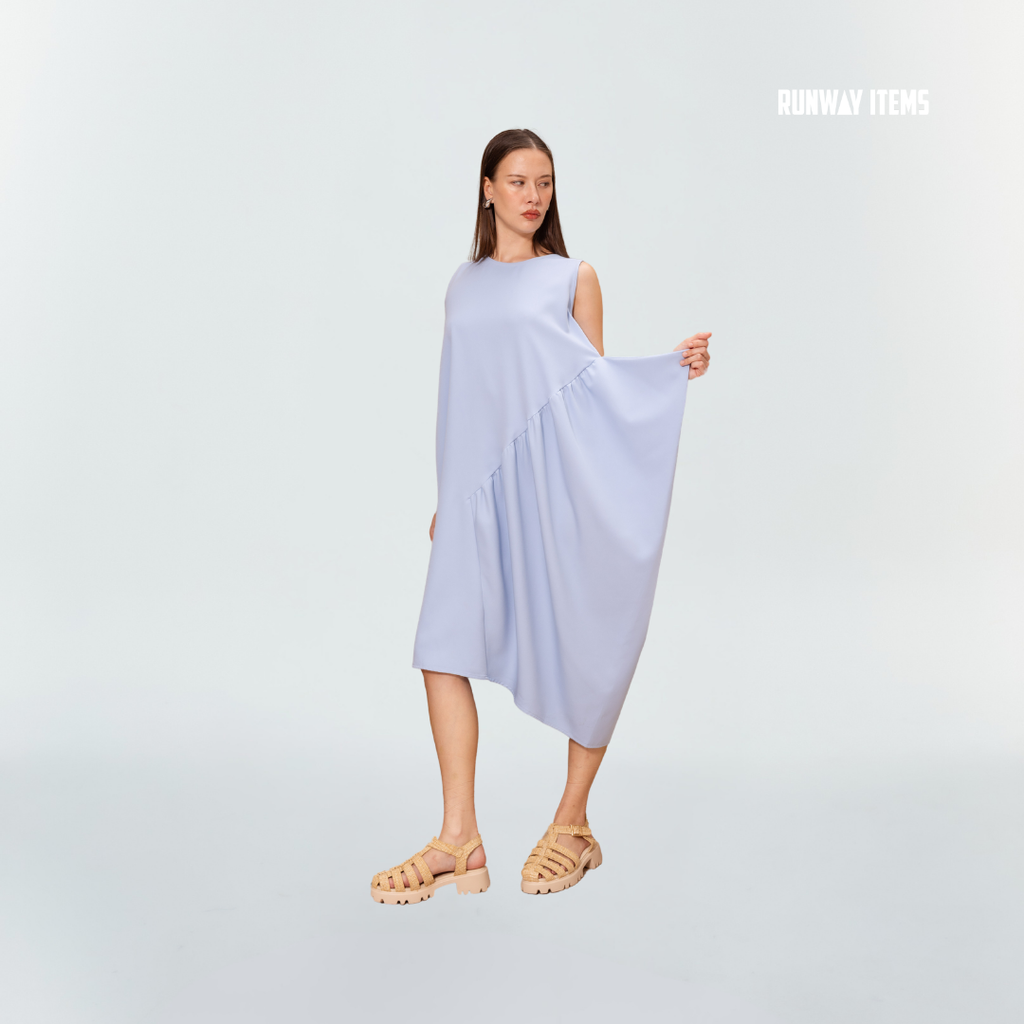 Cotton One-Side Pleated Dress