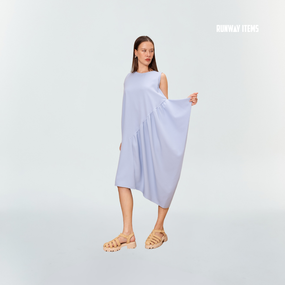 Cotton One-Side Pleated Dress