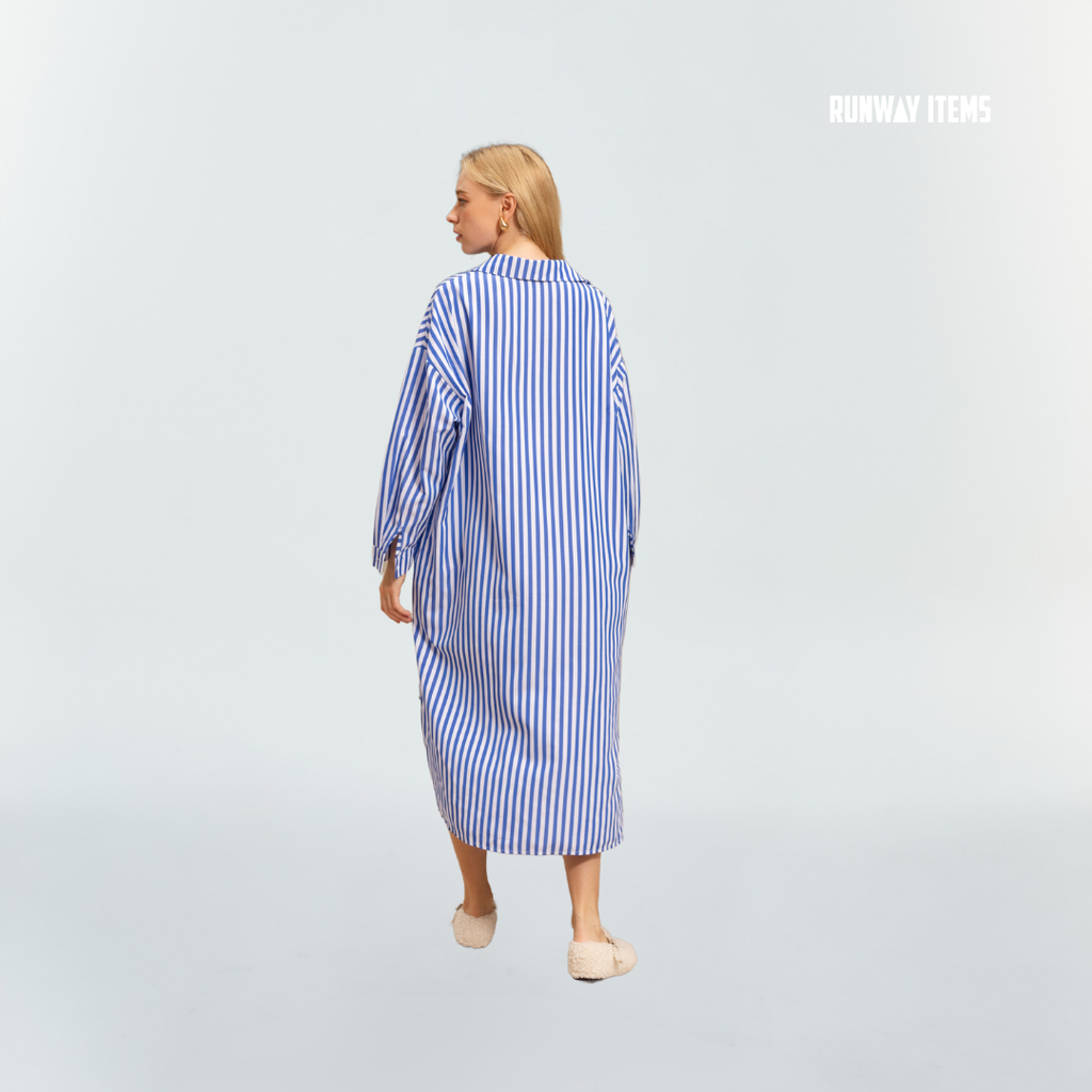 Bold Striped High-Low Shirt Dress