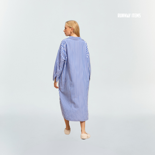 Bold Striped High-Low Shirt Dress