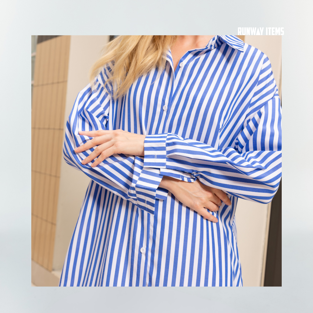 Bold Striped High-Low Shirt Dress