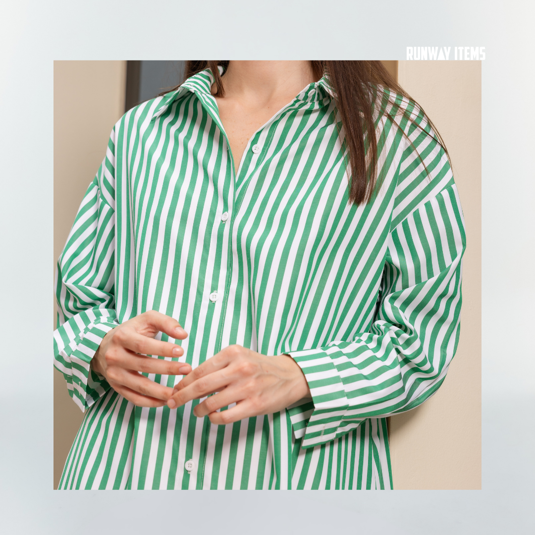 Bold Striped High-Low Shirt Dress
