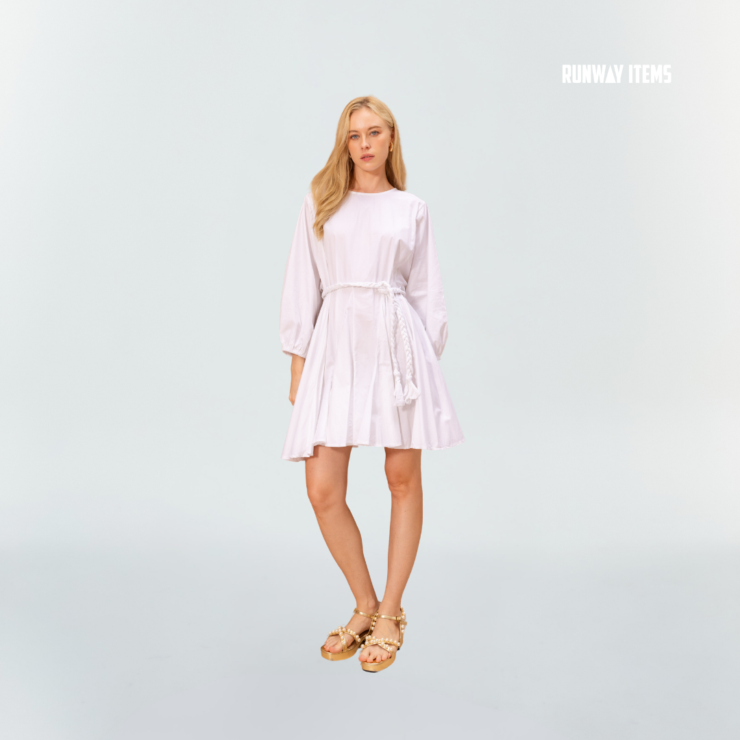 Cotton Long Sleeve Elastic Cuff Dress