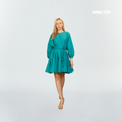 Cotton Long Sleeve Elastic Cuff Dress