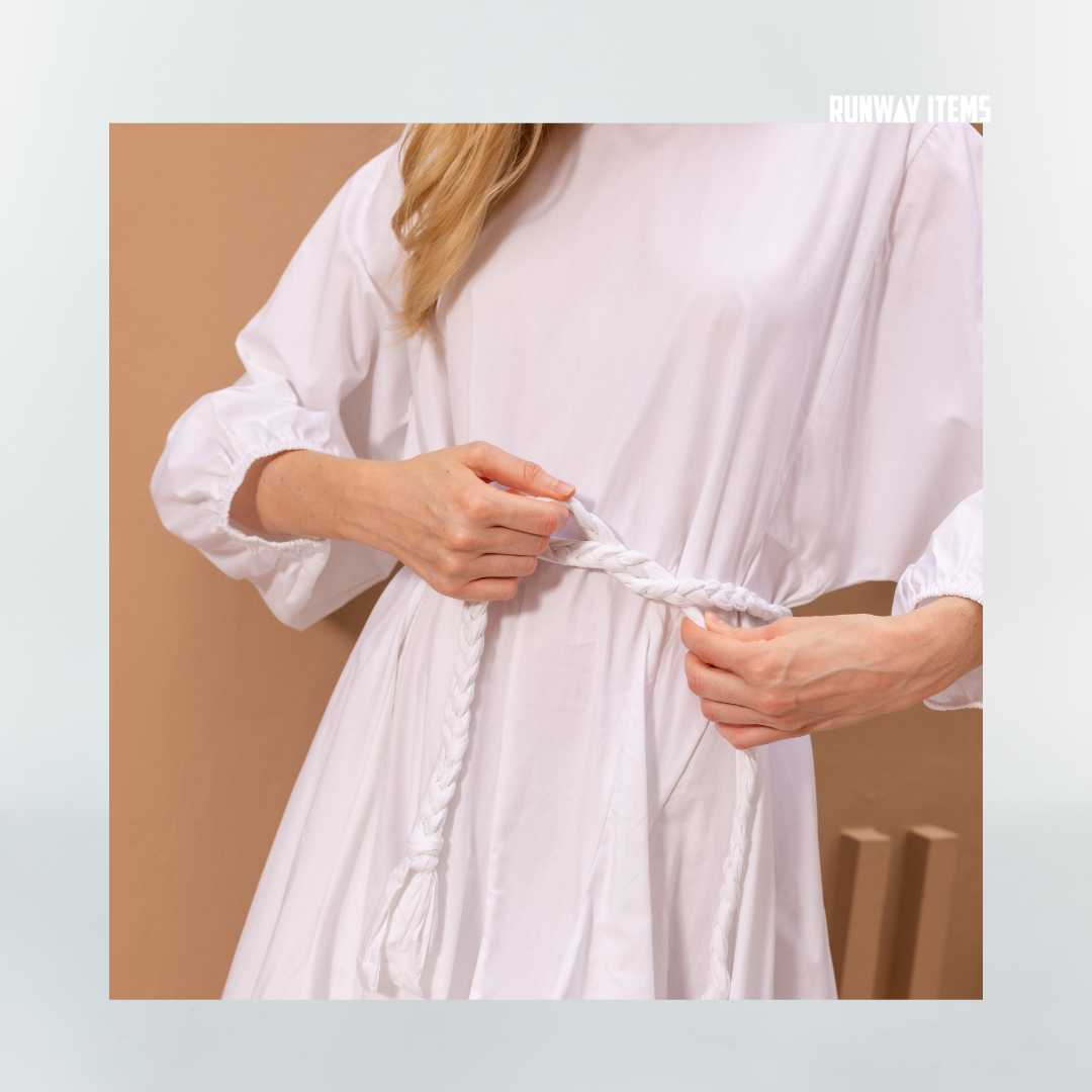 Cotton Long Sleeve Elastic Cuff Dress