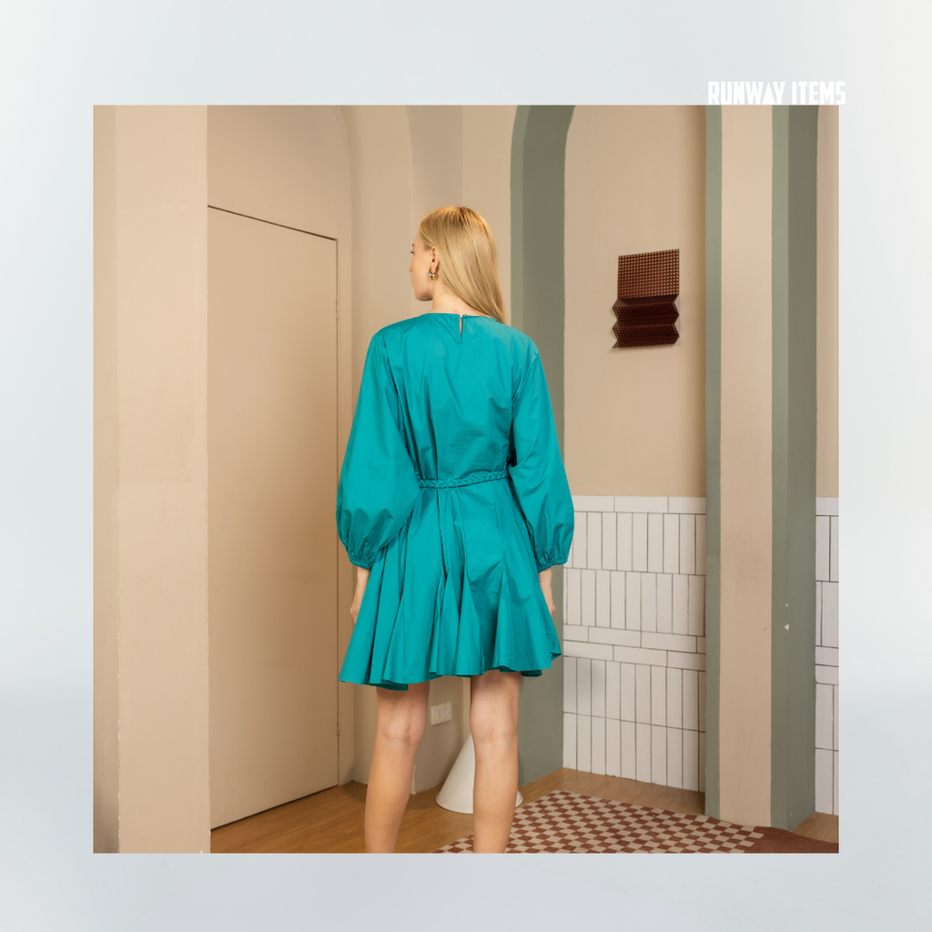 Cotton Long Sleeve Elastic Cuff Dress