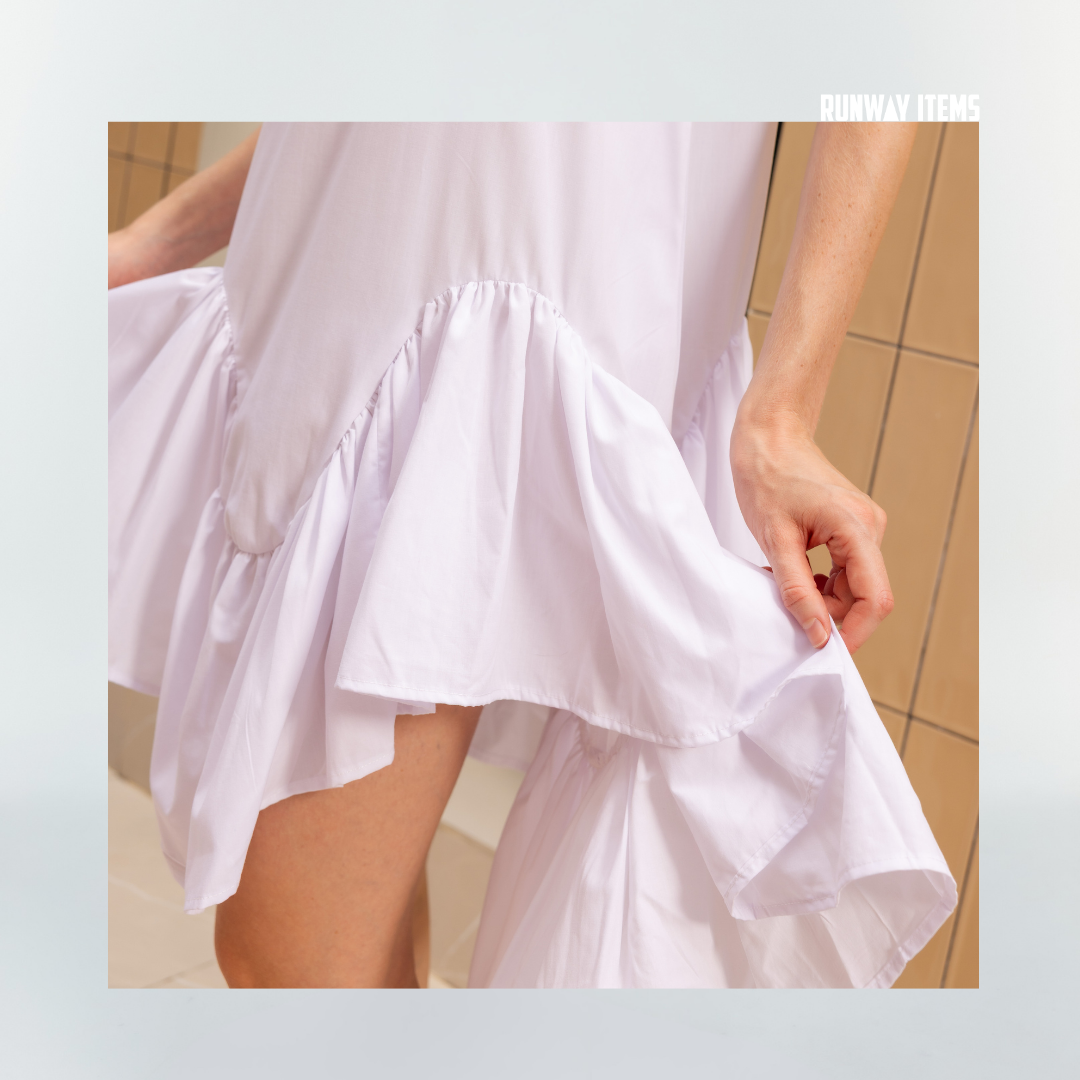 Cotton Asymmetric Hem Dress