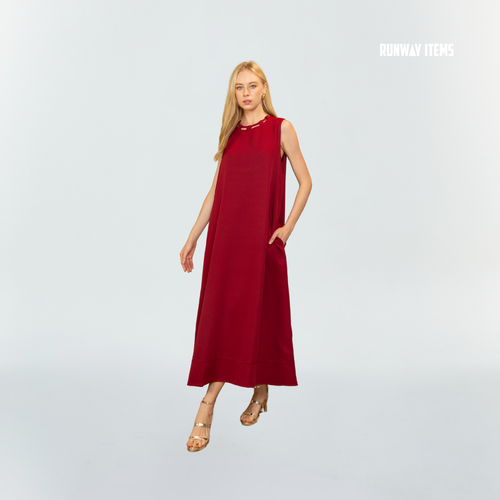 Cotton Drawstring Neck Dress