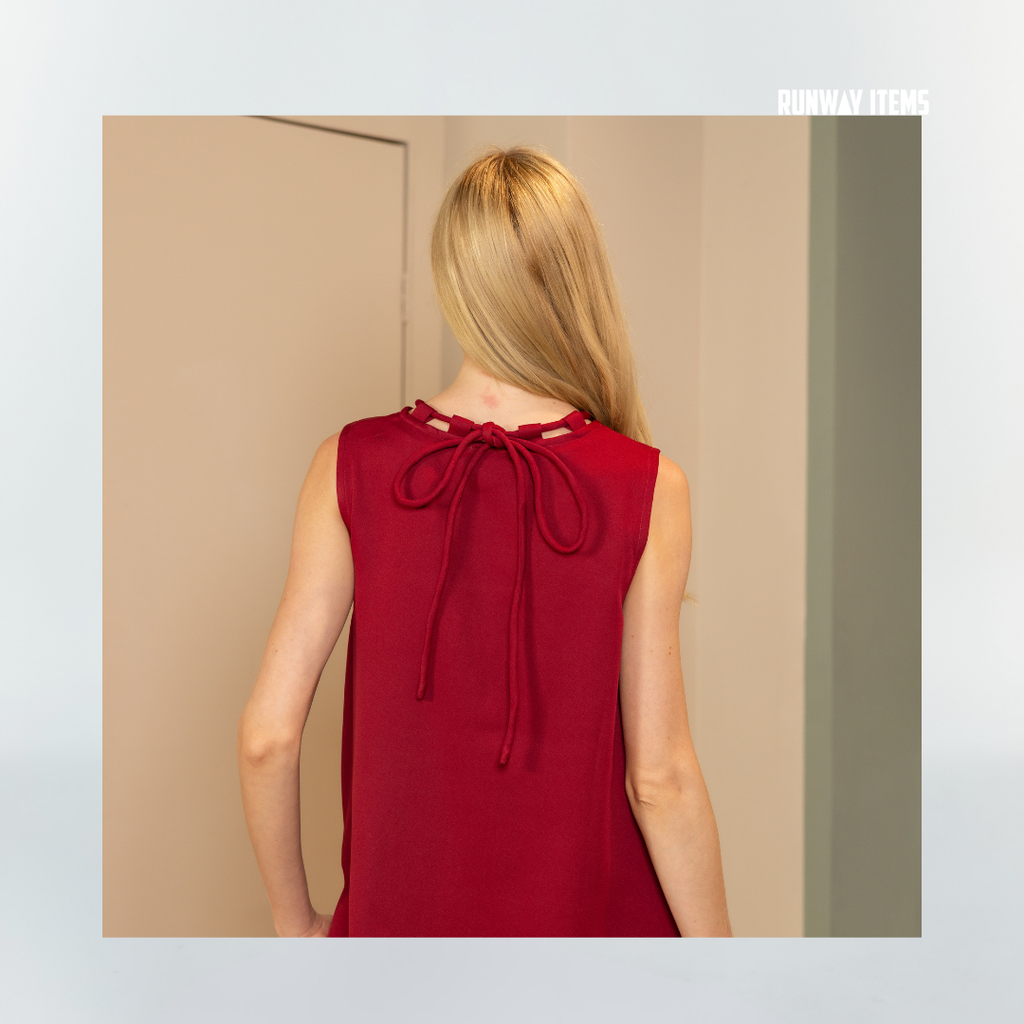 Cotton Drawstring Neck Dress